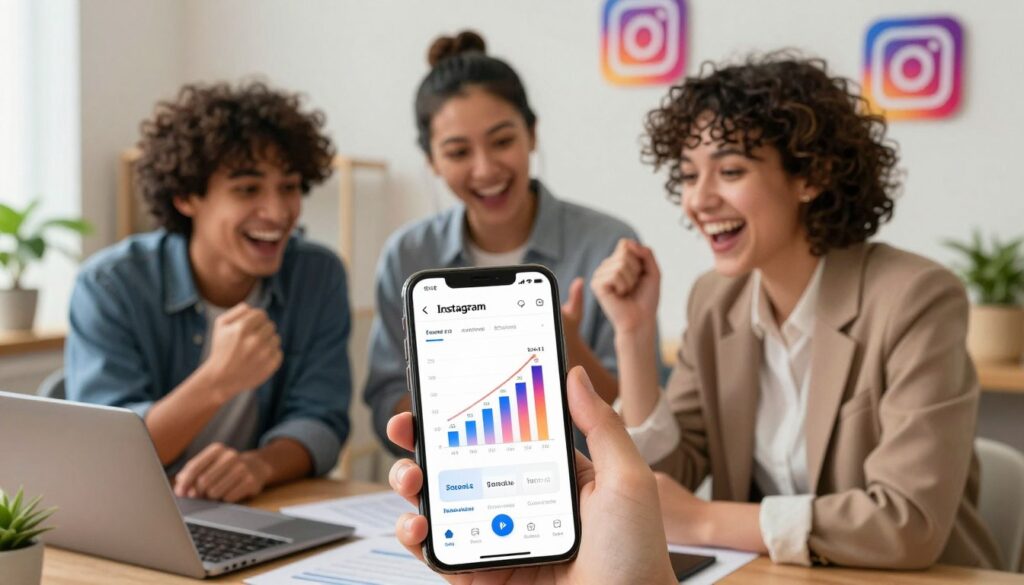 Purchase IG followers concept showing social media growth on a mobile device